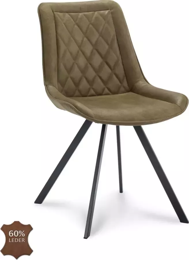 Icon Living B.V. Icon Living Eetkamerstoel Jim Microleder Mosgroen set van 2