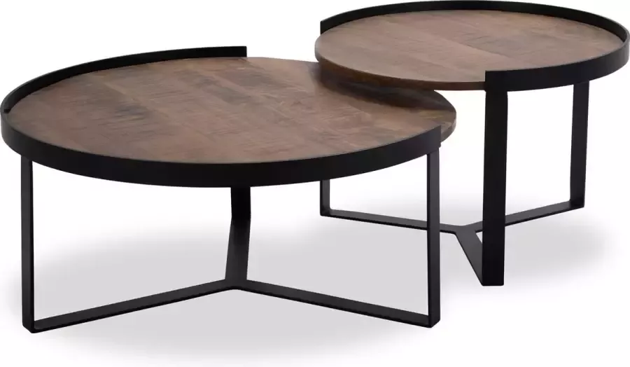 Icon Living Salontafel Hub 6 Wood Natural Metal Matt Black