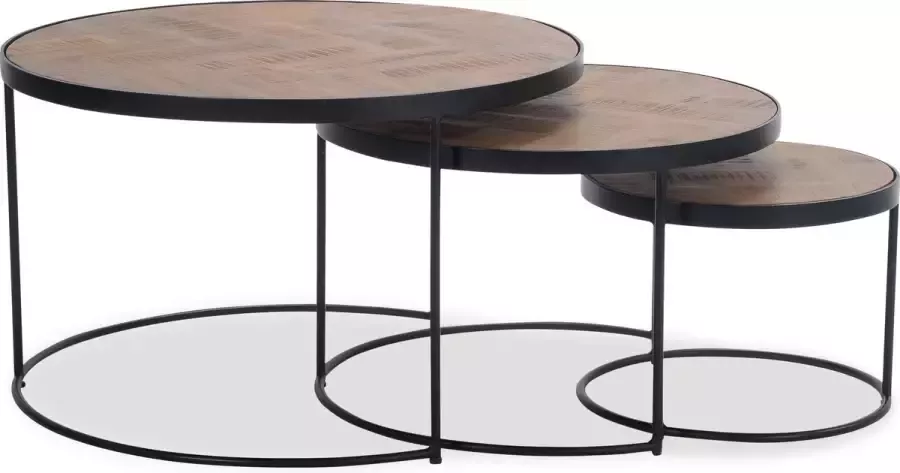 Icon Living Hub 007 Salontafel 3-delig Mangohout Natural Visgraat