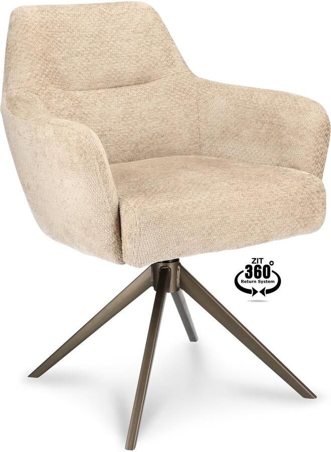 Icon Living Armstoel Bobbie Stof Movie Desert Poot Bronze 360° Return-system