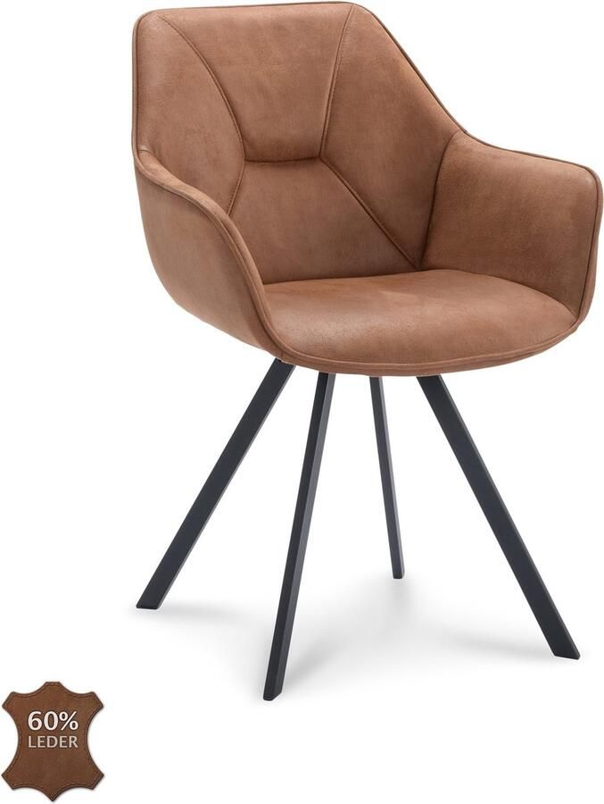 Icon Living Armstoel Twelve Stof Adore Cognac 28 Poot Black