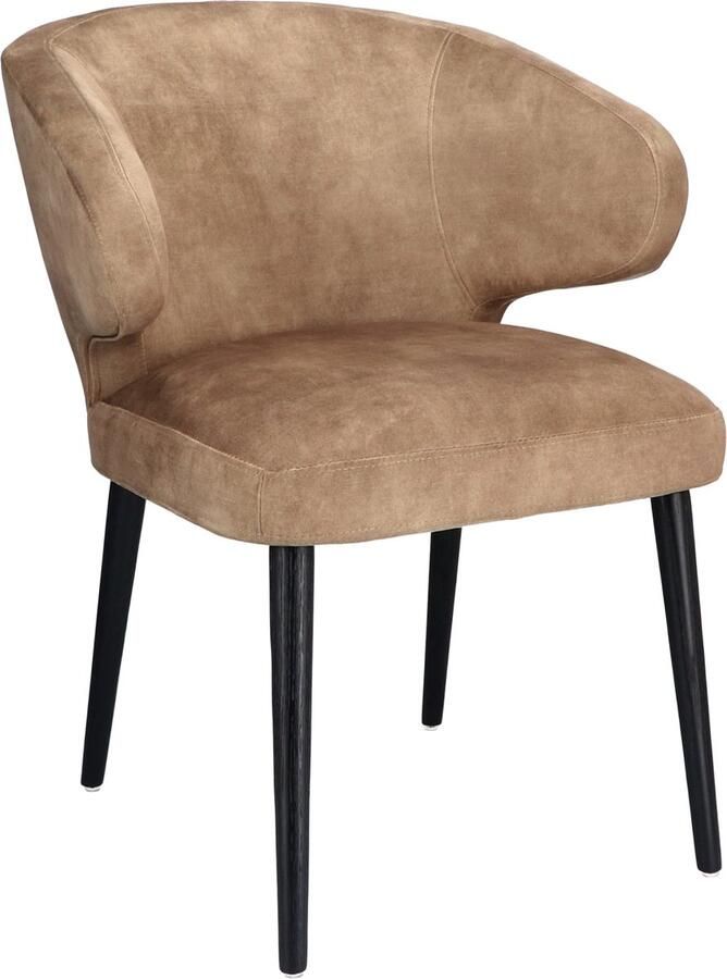 Icon Living Armstoel Bryan Velours Adore Latte Poot Eiken Zwart