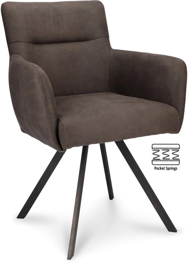 Icon Living Armstoel Kayn Stof Cowboy Grey Poot Zwart