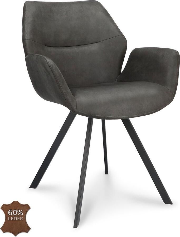 Icon Living Barkruk Vila ZH 65 Microleder Bull Anthracite 67 Poot Black 180° Return-system