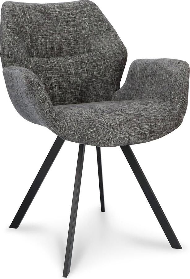 Icon Living Barkruk Vila ZH 65 Stof Miami Darkgrey 68 Poot Black 180° Return-system