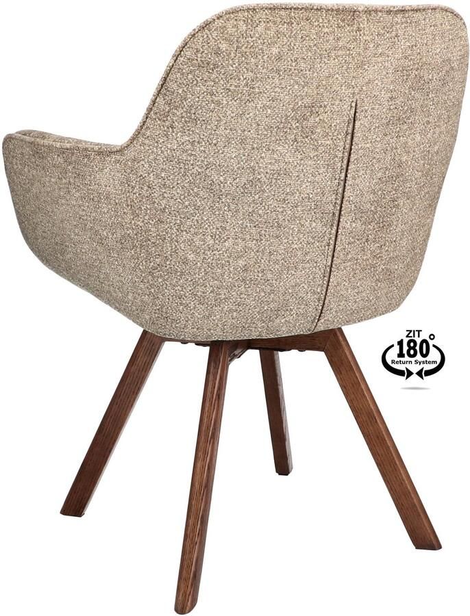 Icon Living Armstoel Viora Stof Leo Mocca Poot Oak Dark Brown 180° Return-system - Foto 2