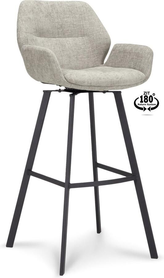 Icon Living Barkruk Vila Zithoogte 80 Stof Miami Taupe 180° Terugdraaisysteem