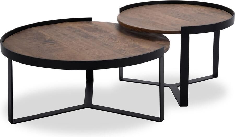 Icon Living Salontafel Hub 6 Wood Natural Metal Matt Black