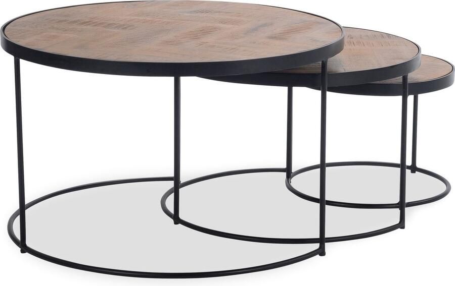 Icon Living Salontafel Hub 7 Wood Natural Metal Matt Black