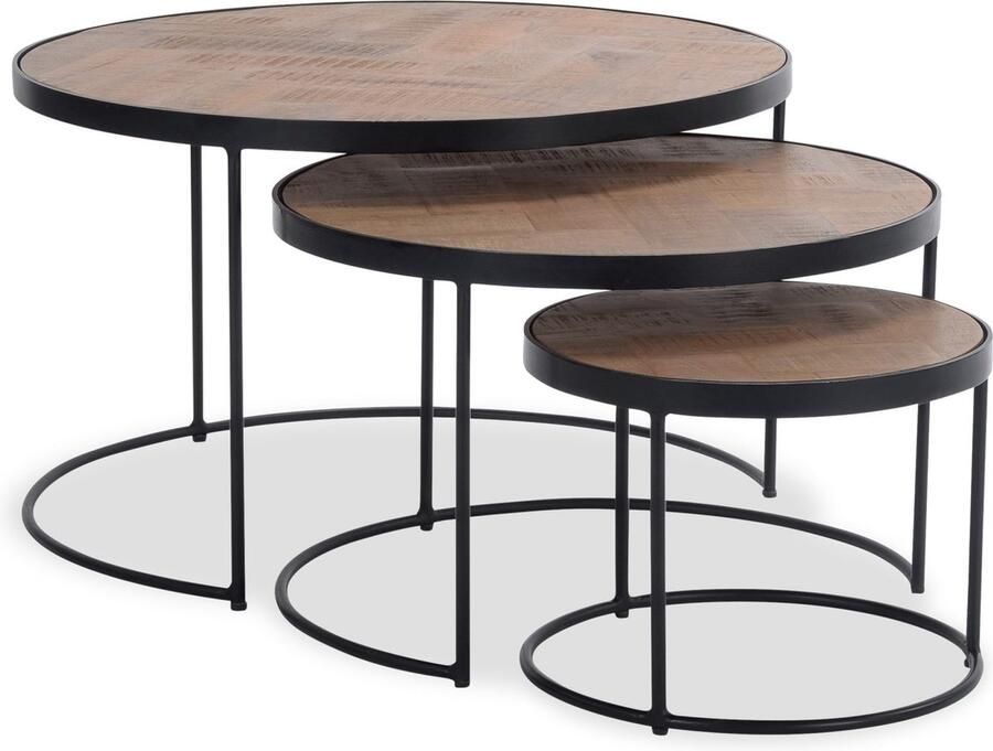 Icon Living Salontafel Hub 7 Wood Natural Metal Matt Black - Foto 2