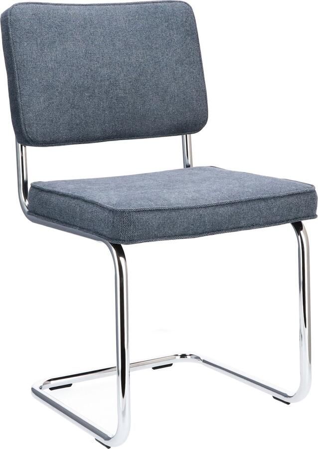 Icon Living Stoel Biko Stof Bloq Darkblue 48 chrome frame