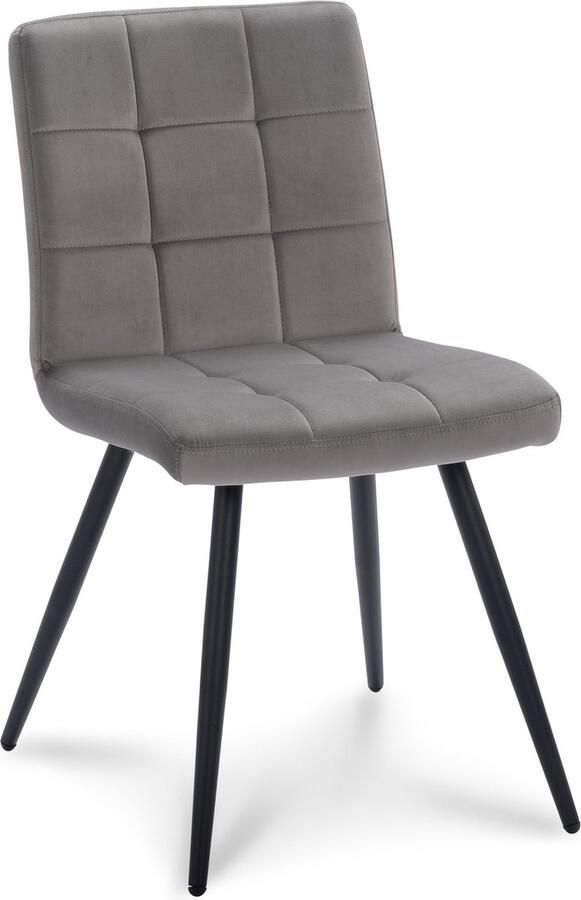 Icon Living Stoel Tobi Velours Grijs Poot Zwart