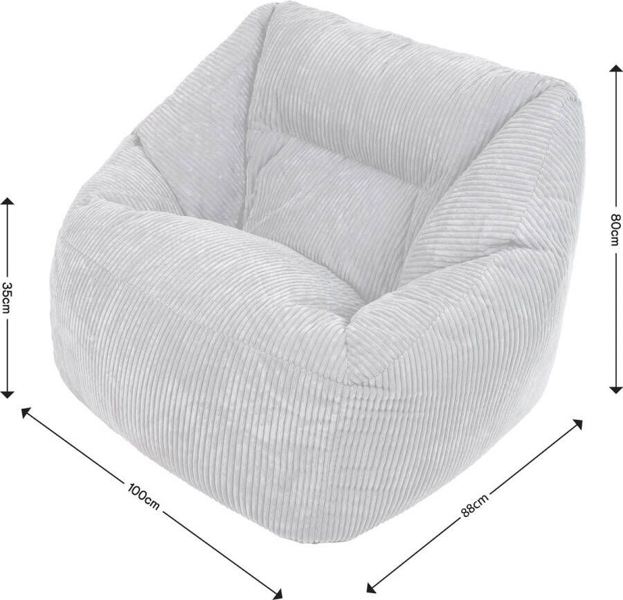 Icon “Morgan” Corduroy Zitzakfauteuil Beige XXL Zitzakstoel Zitzak Volwassenen met Vulling Woonkamerzitzakken