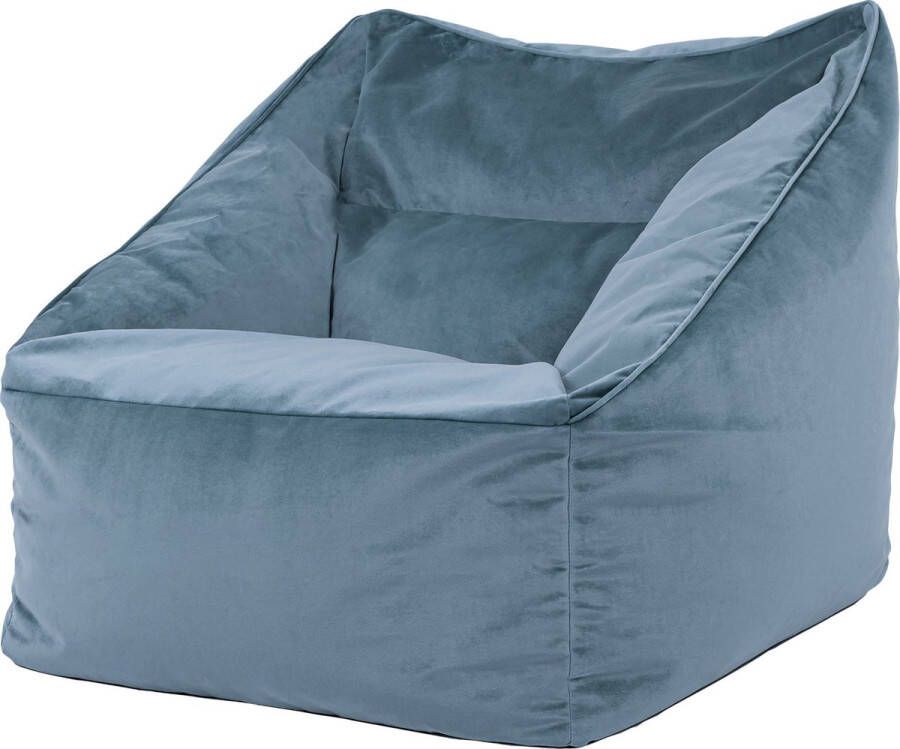 Icon “Natalia” Fluwelen Zitzakfauteuil Blauw XXL Zitzakstoel Zitzak Volwassenen met Vulling Woonkamerzitzakken