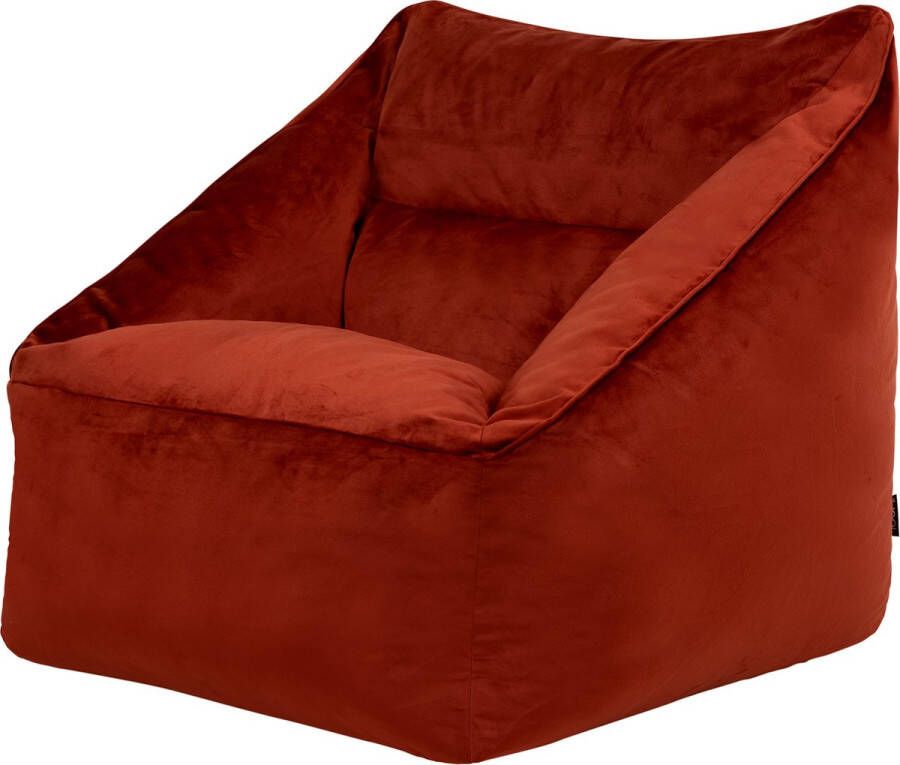 Icon “Natalia” Fluwelen Zitzakfauteuil Terracotta XXL Zitzakstoel Zitzak Volwassenen met Vulling Woonkamerzitzakken