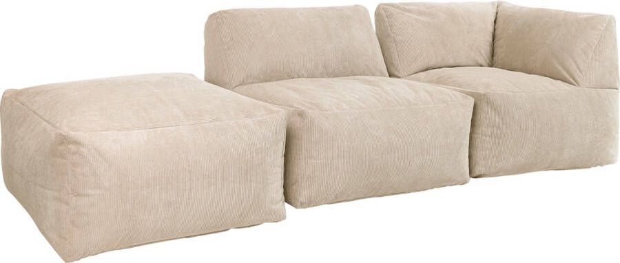 Icon Tetra Corduroy Zitzaksofa Beige Modulaire Sofa Zitzakstoel Volwassenen met Vulling