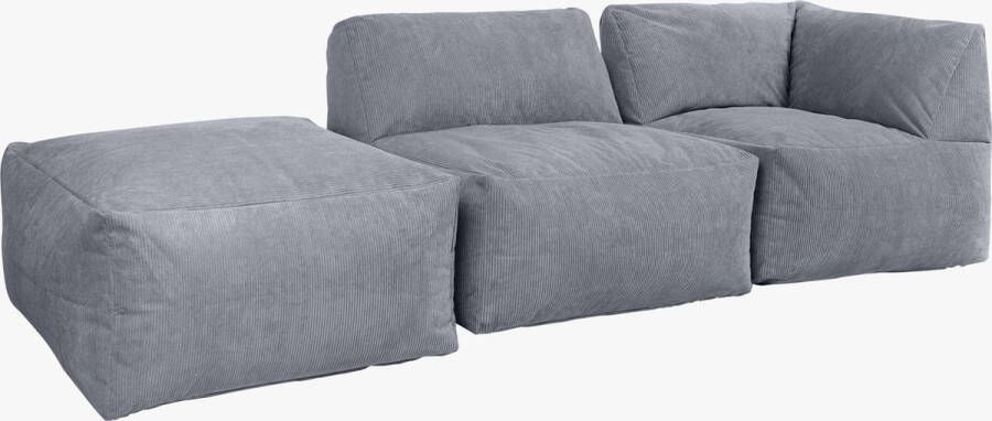 Icon Tetra Corduroy Zitzaksofa Leigrijs Modulaire Sofa Zitzakstoel Volwassenen met Vulling