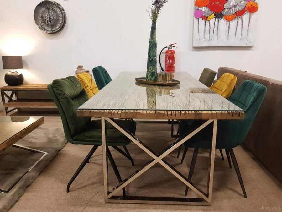 IDEA Eetkamertafel TRAINWOOD 240 cm in gerecycleerd spoorbiezenhout