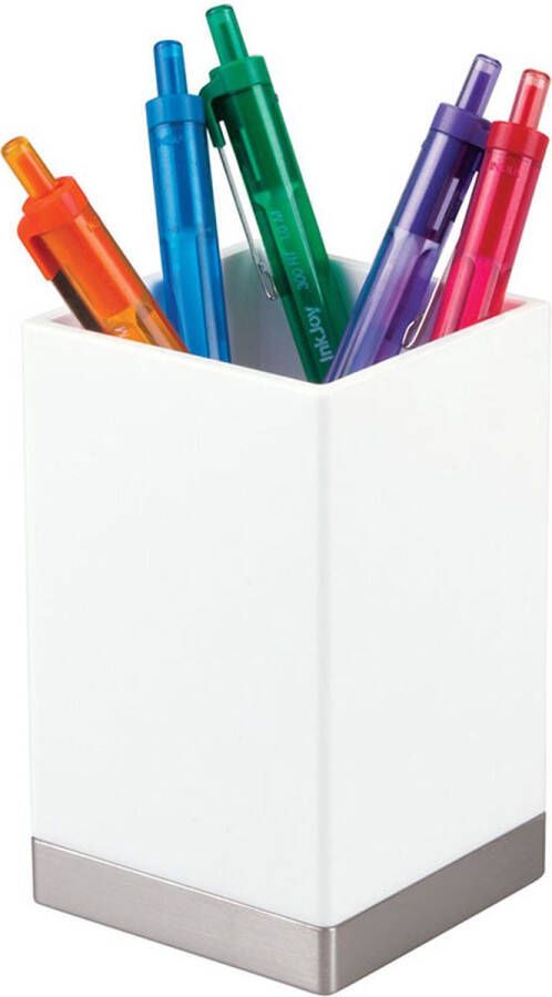 IDesign Bureau pennenbakje zilver en wit 41182EU Decoratief