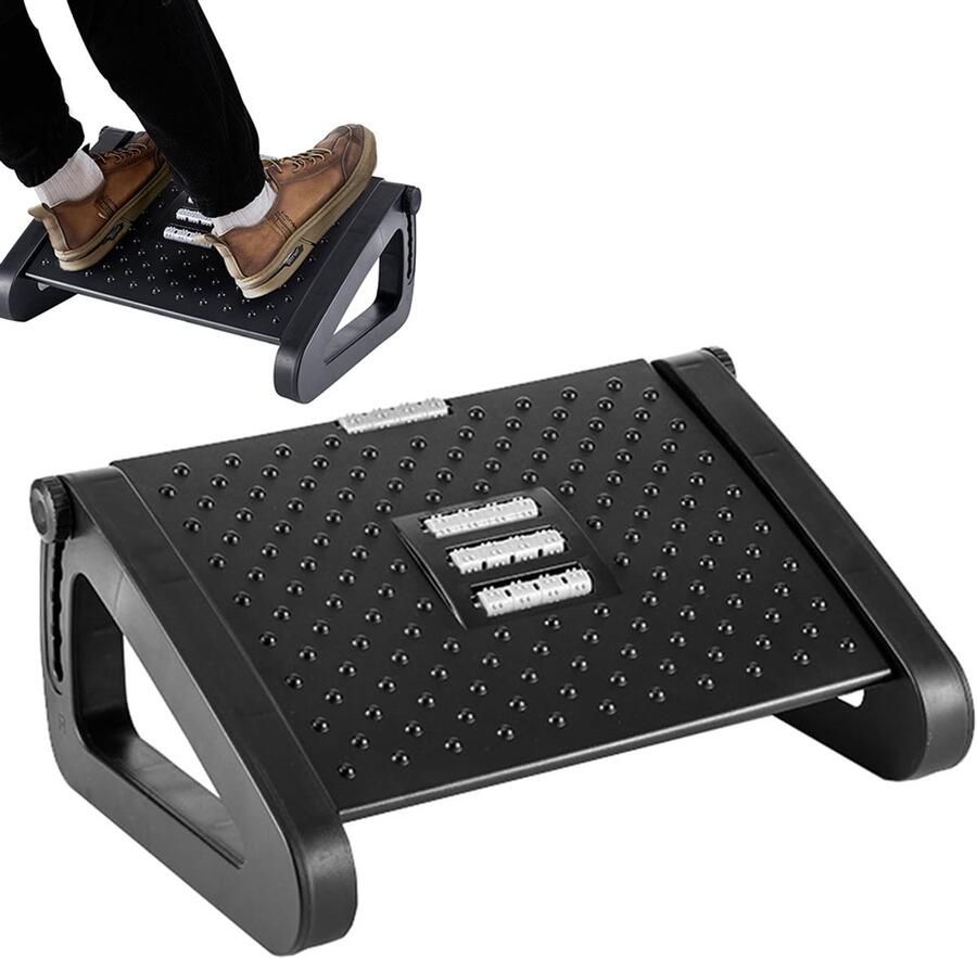 IeGEEK Voetensteun Bureau Ergonomisch Bureau Accessoires Ergonomische Voeten Steun Voetenbankje Verstelbaar Anti Slip Foot Rest Voetenbankje zwart