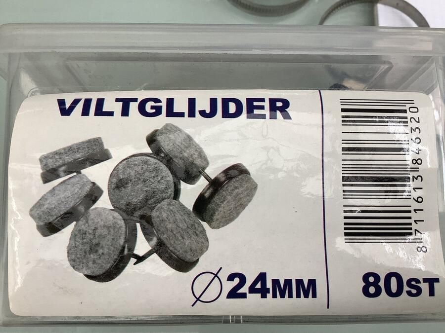 Ifix Viltglijder voor onder stoel tafel. 24mm rond. bruin. met inslag spijker. 80 stuks. I-Fix. anti kras. voor bescherming