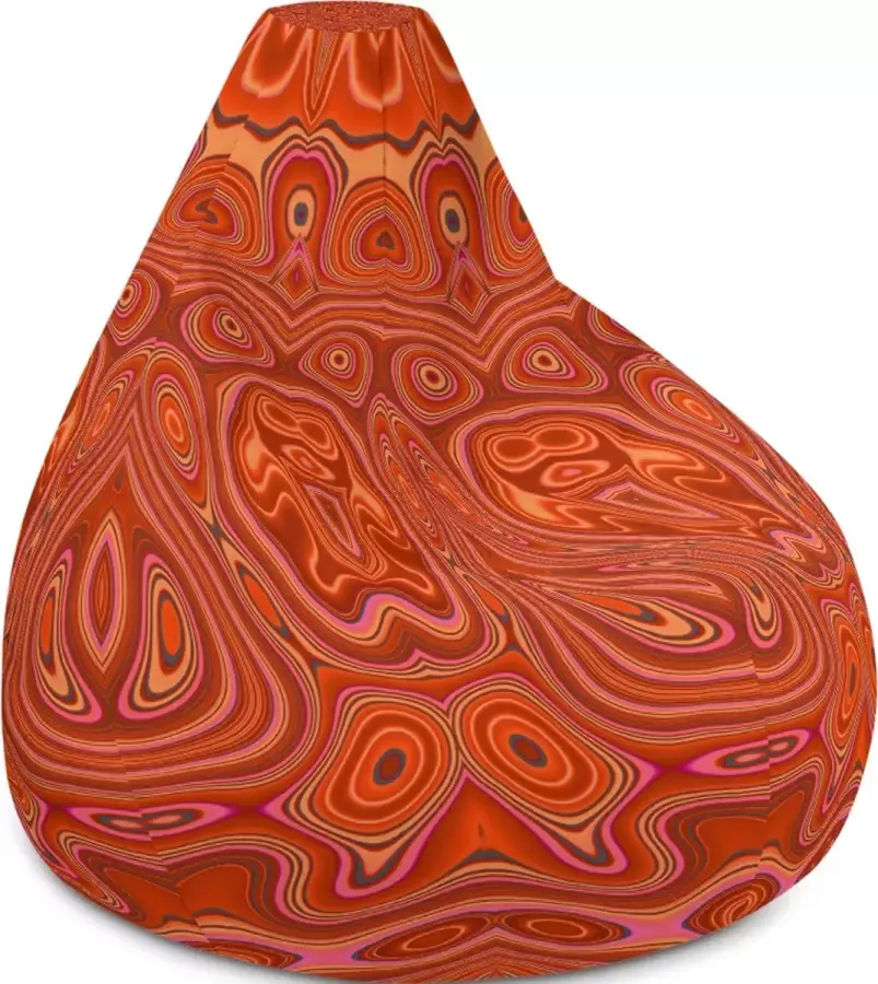II THE MOON RETRO Designer Zitzak Beanbag hoes kwaliteit waterbestendig groot formaat abstract rood * oranje gekleurd