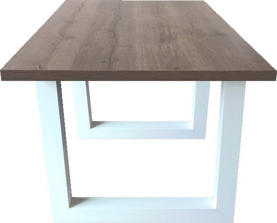 Ik Woon Modern Eettafel Milaan – Dark Castle Eiken – Wit – U Poot – 90 x 195 cm