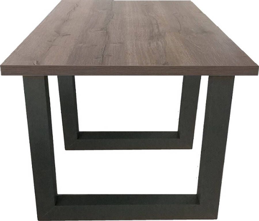 Ik Woon Modern Eettafel Milaan – Dark Castle Eiken – Zwart – U Poot – 90 x 195 cm
