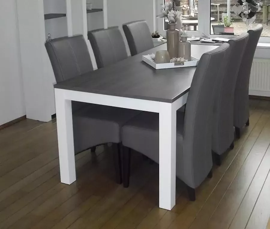 Ik Woon Modern Eettafel Milaan Donker Bruin Eiken Wit Onderstel 90 x 180 cm