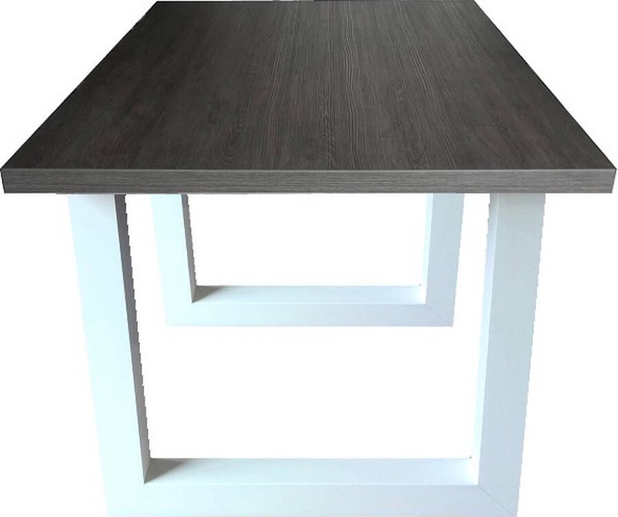Ik Woon Modern Eettafel Milaan – Donker Bruin Grijs Eiken – Wit – U Poot – 90 x 195 cm