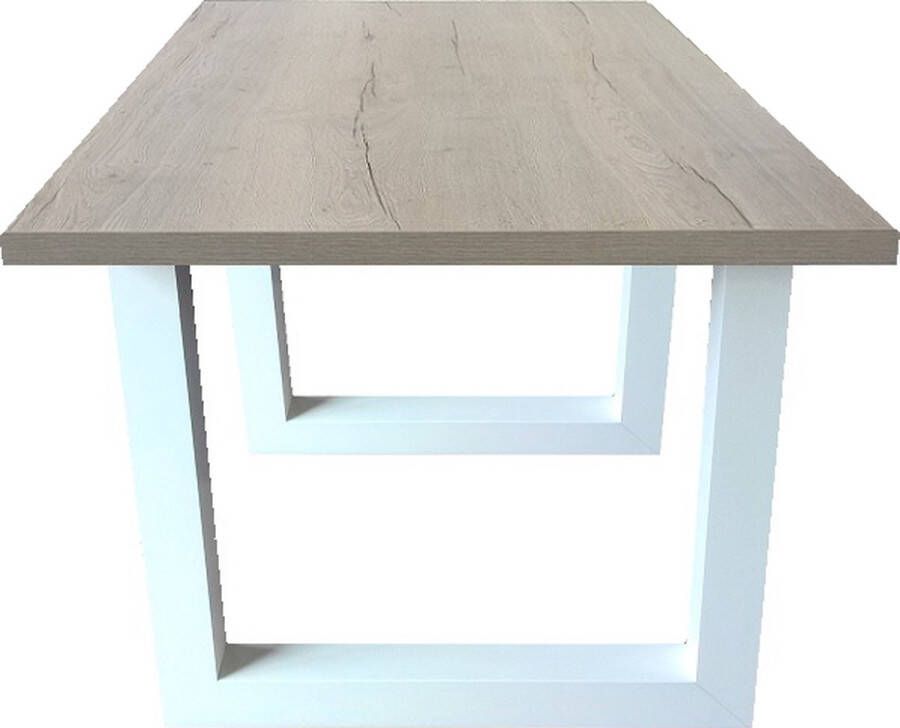 Ik Woon Modern Eettafel Milaan – White Halifax Eiken – Wit – U Poot – 90 x 195 cm
