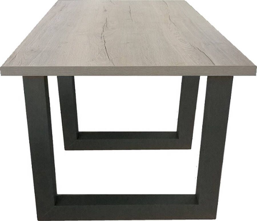 Ik Woon Modern Eettafel Milaan – White Halifax Eiken – Zwart – U Poot – 90 x 195 cm
