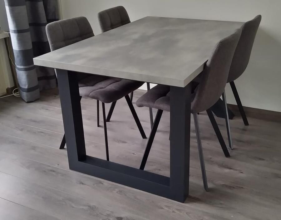 Ik Woon Modern Eettafel Milaan Upoten Upoot Betonlook Zwart Onderstel 90 x 195 cm