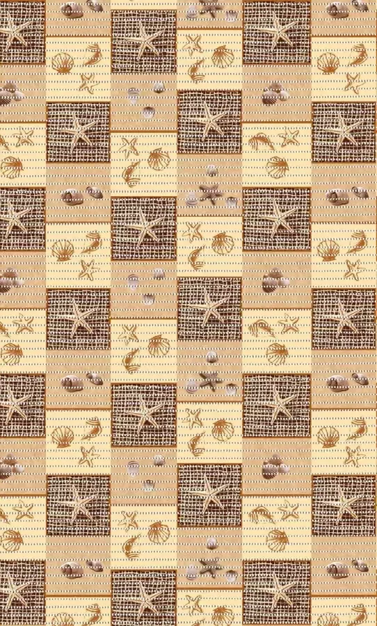Ikado Antislipmat op maat beige schelpen en zeesterren 65 x 280 cm