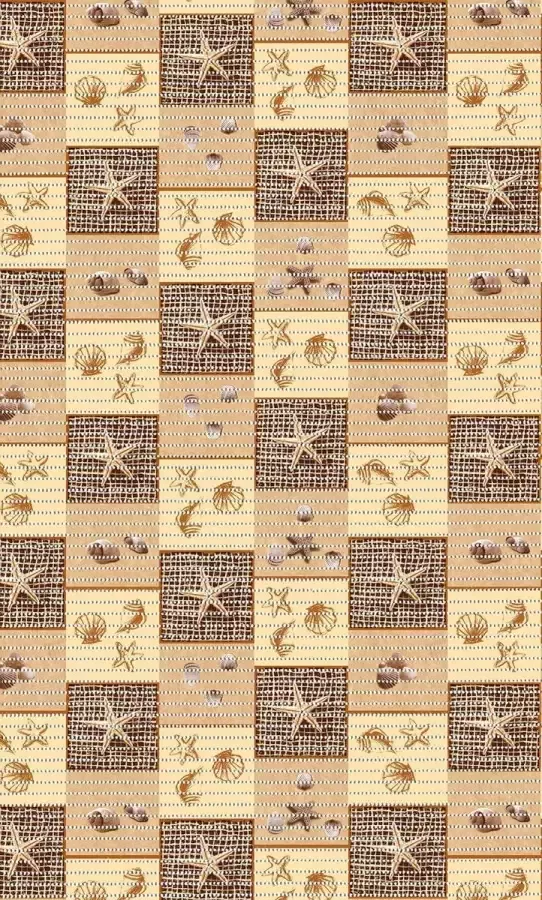 Ikado Antislipmat op maat beige schelpen en zeesterren 65 x 350 cm