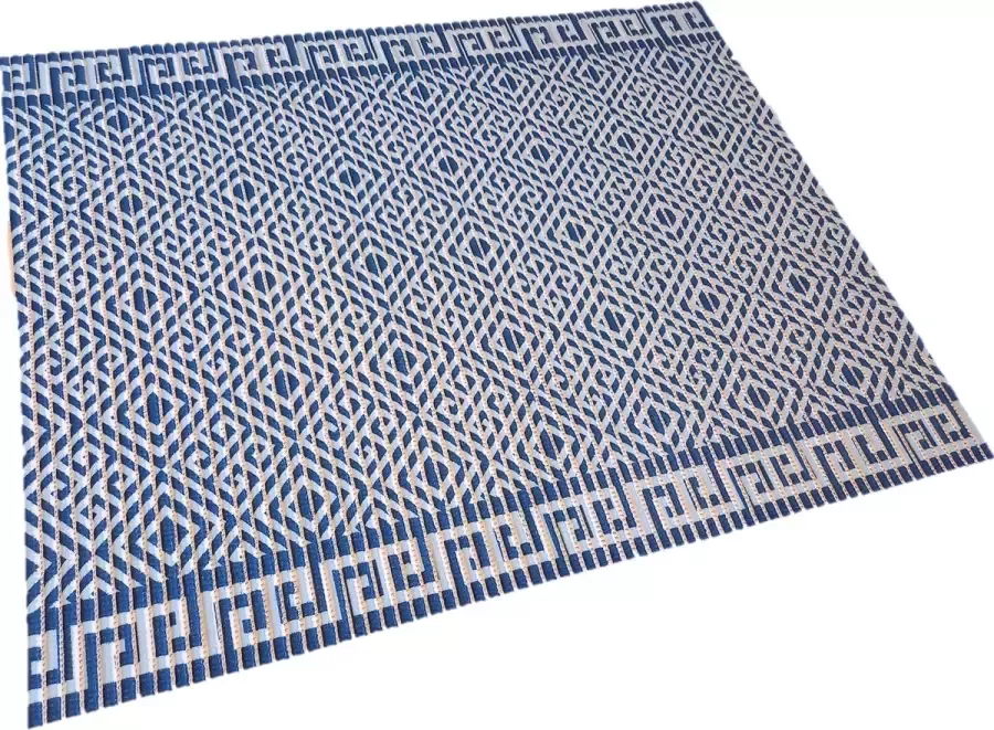 Ikado Antislipmat op maat blauw etnisch dessin 65 x 450 cm