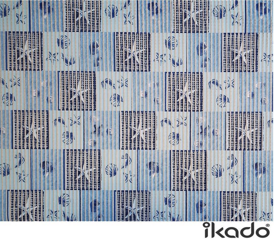 Ikado Antislipmat op maat blauw schelpen en zeesterren 65 x 350 cm