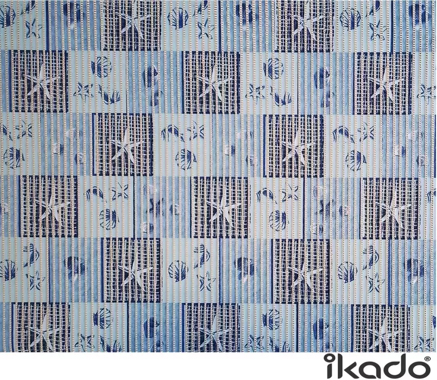Ikado Antislipmat op maat blauw schelpen en zeesterren 65 x 550 cm