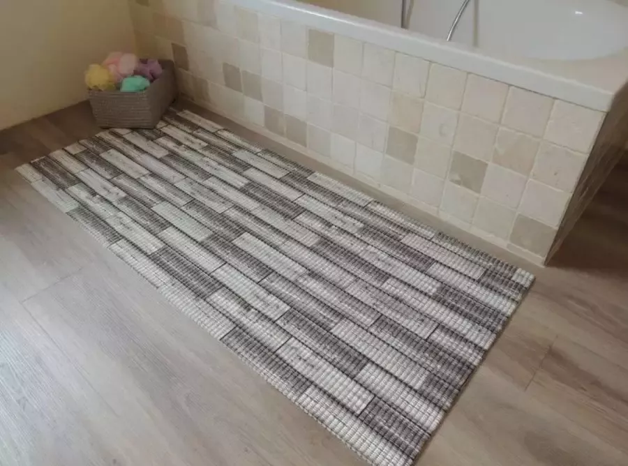 Ikado Antislipmat op maat grijze plankenvloer 65 x 450 cm