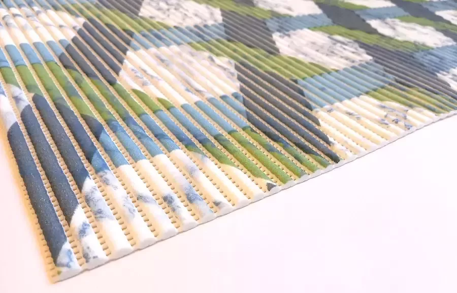 Ikado Antislipmat op maat groen ruitjes motief 65 x 450 cm