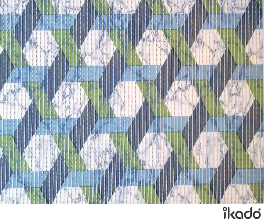 Ikado Antislipmat op maat groen ruitjes motief 65 x 600 cm