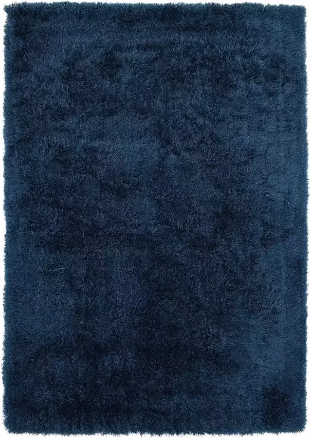 Ikado Hoogpolig tapijt in polyester mix blauw 155 x 225 cm