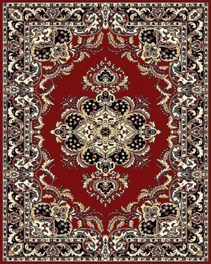 Ikado Klassiek tapijt bordeaux met medaillon 120 x 170 cm