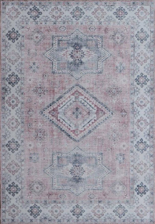 Ikado Vintage tapijt bedrukt roze 120 x 180 cm