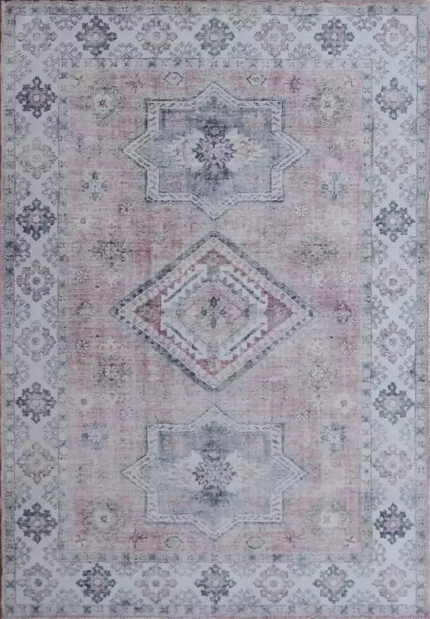 Ikado Vintage tapijt bedrukt roze 160 x 230 cm