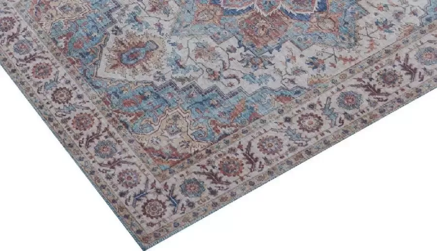 Ikado Vintage tapijt met medaillon bedrukt blauw 160 x 230 cm