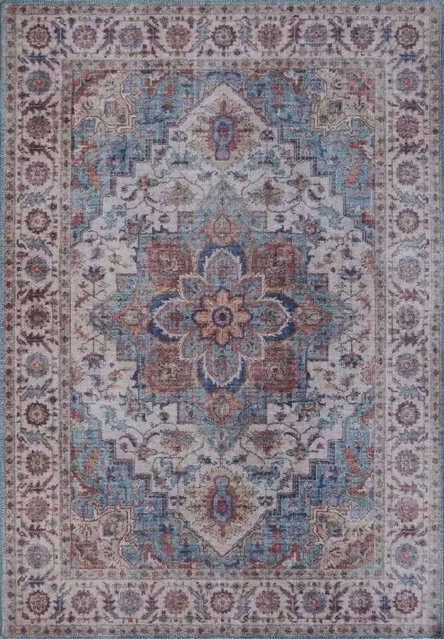 Ikado Vintage tapijt met medaillon bedrukt bordeaux 120 x 180 cm