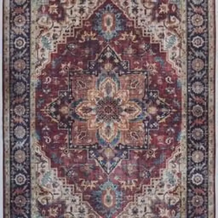Ikado Vintage tapijt met medaillon bedrukt bordeaux 160 x 230 cm
