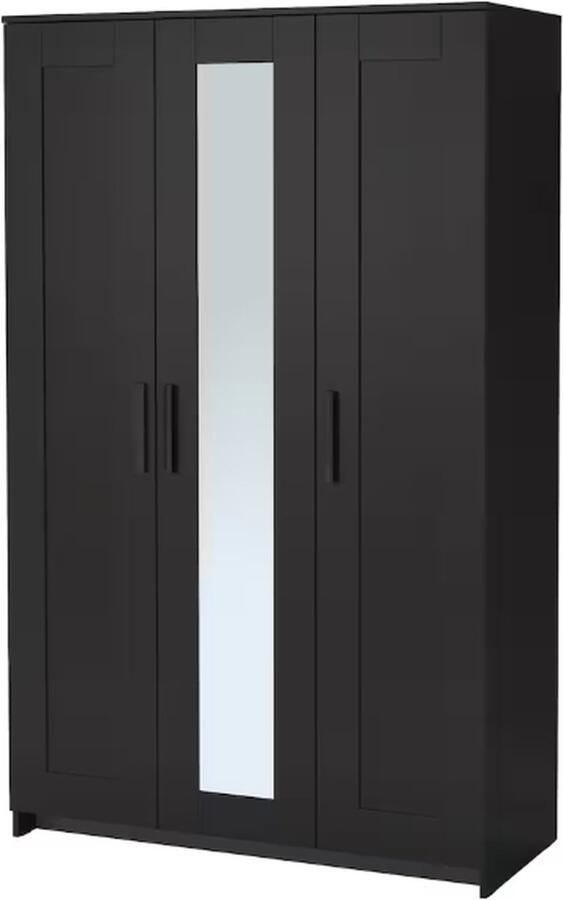 Ikea BRIMNES Kledingkast met 3 deuren zwart 117x190 cm incl. Levering en mogelijk MONTAGE