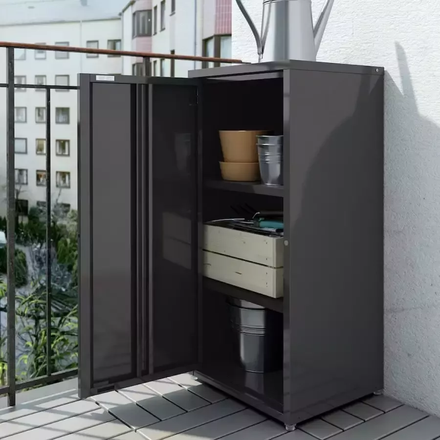 ikea Josef Archiefkast ZWART Opbergkast voor binnen & buiten Geschikt voor in de tuin balkon Gereedschapskast Industrieel Locker Kast ZWART Limited Edition- Gepoedercoat Stapelbaar